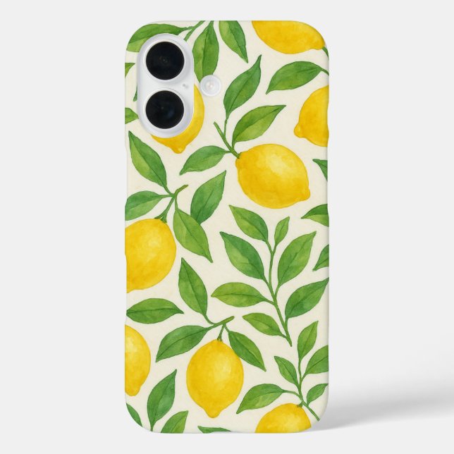 Coques Case-Mate iPhone watercolor lemon pattern (Verso)