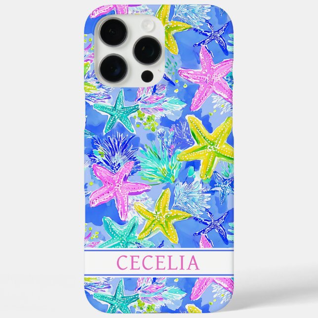 Coques Case-Mate iPhone Watercolor Starfish Monogrammed (Verso)