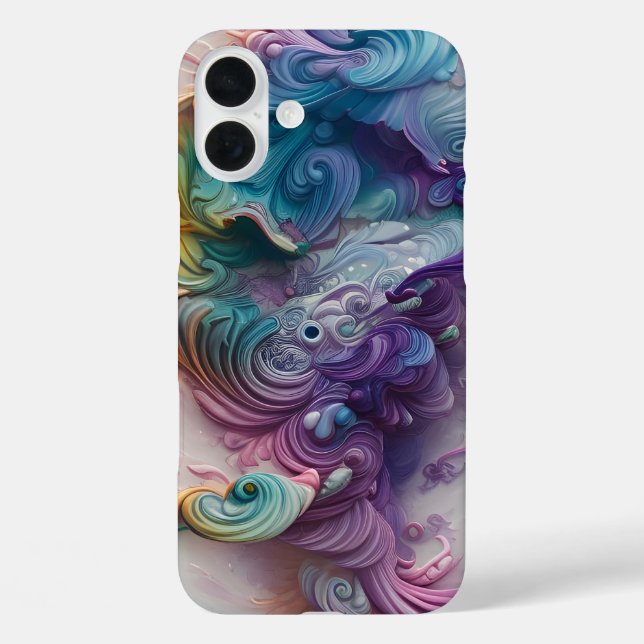 Coques Case-Mate iPhone Wavy Rainbow Pastels AI Art (Verso)
