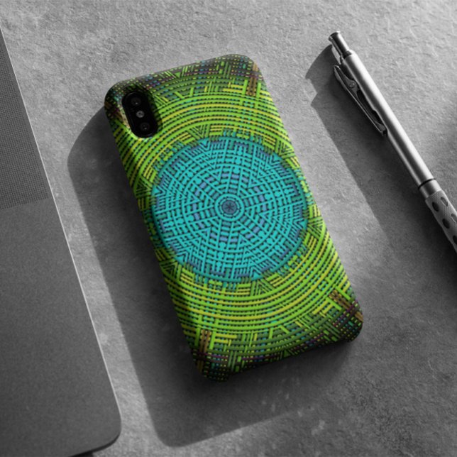 Coques Case-Mate iPhone Weaver Mandala bleu et vert (Créateur téléchargé)