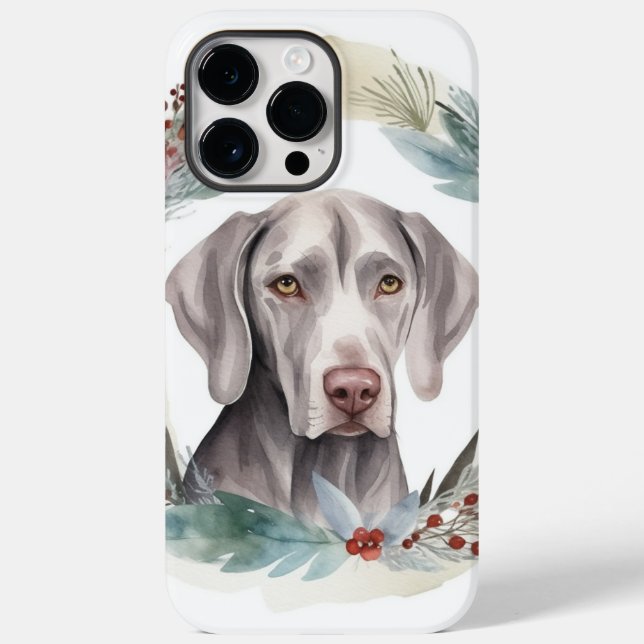 Coques Case-Mate iPhone Weimaraner Christmas Wreath Festive Pup (Verso)