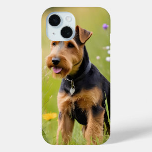 Coque Pour iPhone 15 Welsh Terrier Dans Le Champ Fleur sauvage
