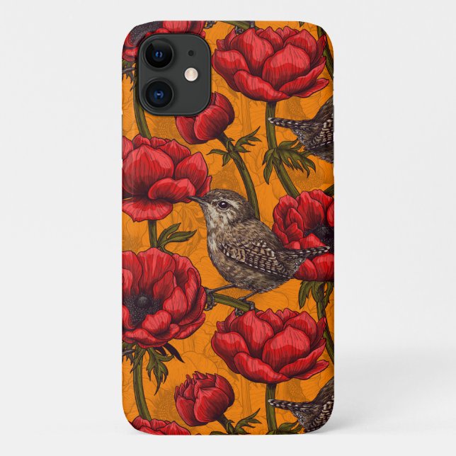 Coques Case-Mate iPhone Wens dans un jardin d'anémones rouges (Dos)