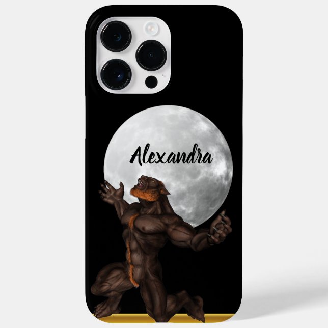 Coques Case-Mate iPhone Werewolf debout devant une lune (Verso)