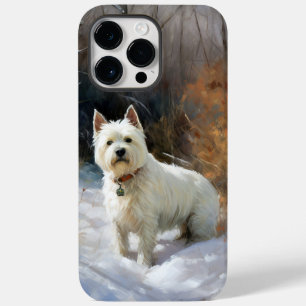 Coque Pour Pour iPhone 14 Pro Max West Highland White Terrier Laissons neiger Noël