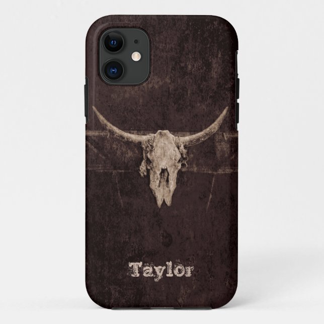 Coques Case-Mate iPhone Western Bull Skull Pays Brown Beige Vieux Russe (Dos)