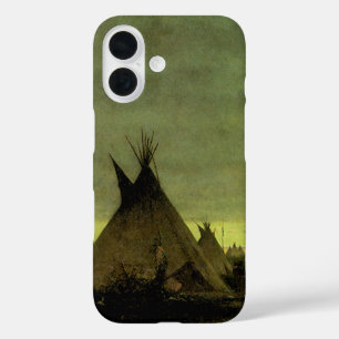 Coque Pour iPhone 16 Western vintage, camp indien à Dawn par Tavernier