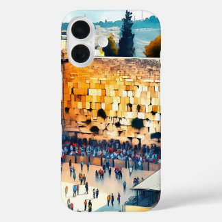 Coque Pour iPhone 16 Western Wall Kotel Water Color Art