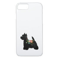 Westie Chien race Boho Floral Silhouette
