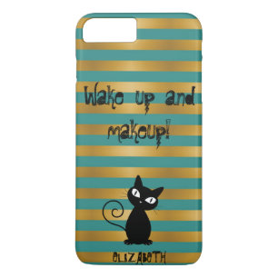 Case-Mate iPhone Case Whimsical Black Cat, Striped-Wake up et maquillage