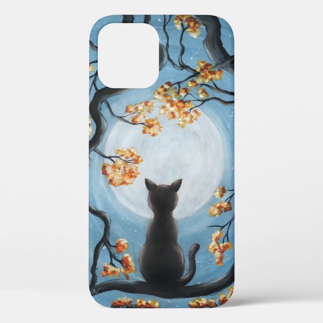 Coques Case-Mate iPhone Whimsical Cat à Tree Full Moon Painting (Verso)