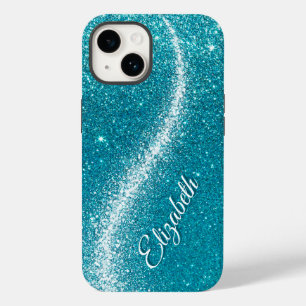 Coque Pour iPhone 14 Whimsical Faux Turquoise Parties scintillant Turqu