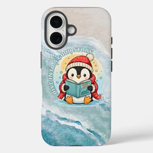Coques Case-Mate iPhone Whimsical Reading Penguin iPhone 16 Tough Armor (Verso)