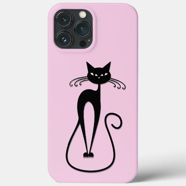 Coques Case-Mate iPhone Whimsical Skinny Chat noir rose (Verso)
