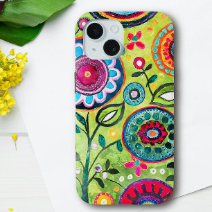 Coque Pour iPhone 15 Whimsical Vibrant Couleur Folk Art Motif Floral