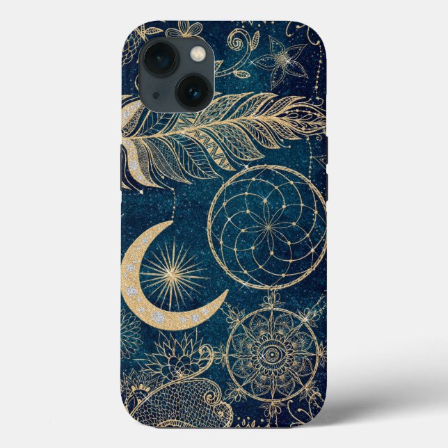 Coques Case-Mate iPhone Whimsy Gold Parties scintillant Dreamcatcher Plume (Verso)