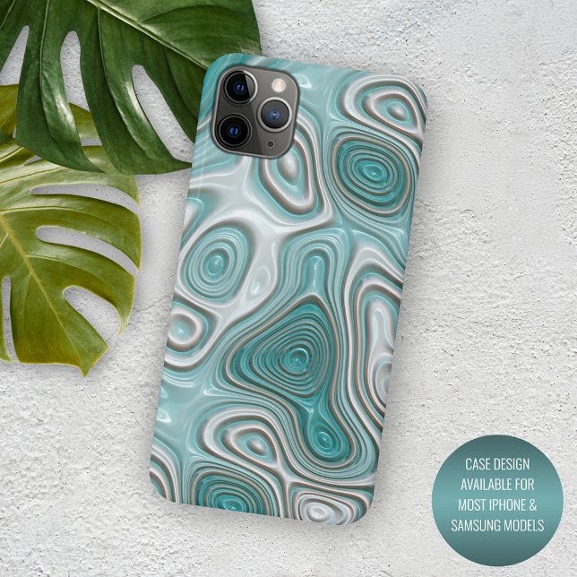 Coques Case-Mate iPhone White Aqua Turquoise Green Swirl Art Motif (Créateur téléchargé)