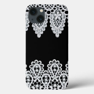 Etui iPhone Case-Mate White lace forms a delicate border against black