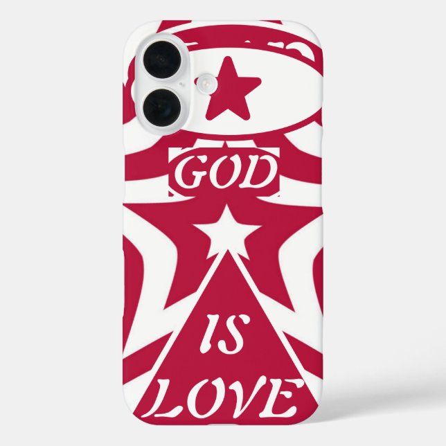 Coques Case-Mate iPhone White & Red Star - Bold Contrast "God Is Love"  (Verso)