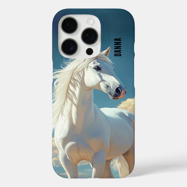 Coques Case-Mate iPhone White Stallion Personalized Name (Verso)
