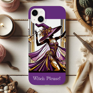 Coque Pour iPhone 14 Plus Wicked Witch Éffrayant violet or teinte Art Déco F