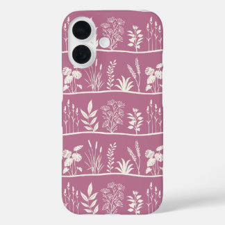 Coque Pour iPhone 16 Wild Meadows Minimal White Botanical Silhouette