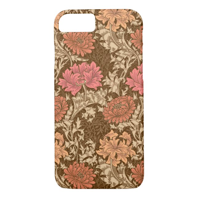 Coques Case-Mate iPhone William Morris Chrysanthèmes, Brown et rouille (Dos)