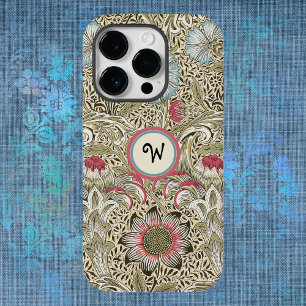 Coque Pour iPhone 14 Pro William Morris Corncockcocktail Rose avec initial