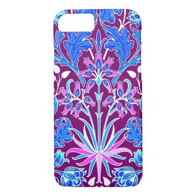 Coques Case-Mate iPhone William Morris Hyacinth Imprimer, Aqua et Purple (Dos)
