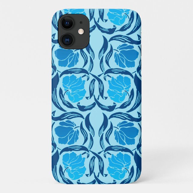 Coques Case-Mate iPhone William Morris Pimpernel, Denim & Bleu clair (Dos)