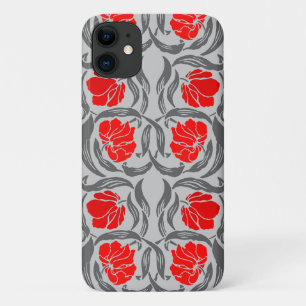 Case-Mate iPhone Case William Morris Pimpernel, Silver Grey et Red