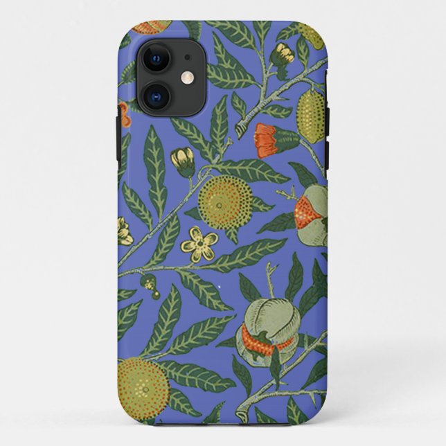 Coques Case-Mate iPhone William Morris Pomegranate Bleu papier peint color (Dos)