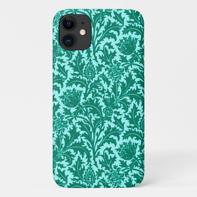 Coques Case-Mate iPhone William Morris Thistle Damask, Turquoise et Aqua (Dos)