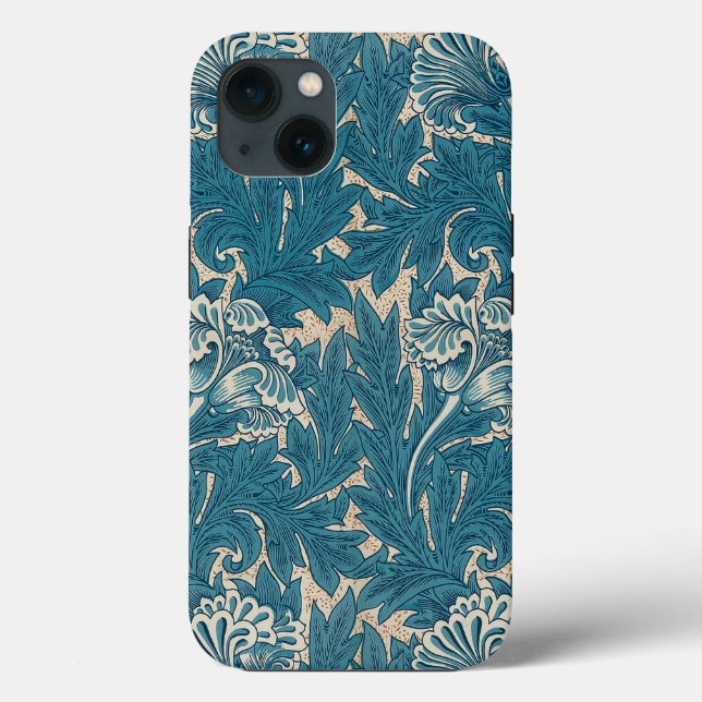 Coques Case-Mate iPhone William Morris Turquoise Tulip Motif (Verso)