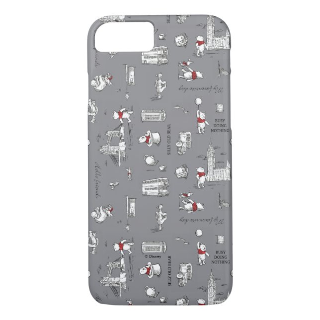 Coques Case-Mate iPhone Winnie l'Ourson| Hello Friends Grey Motif (Dos)