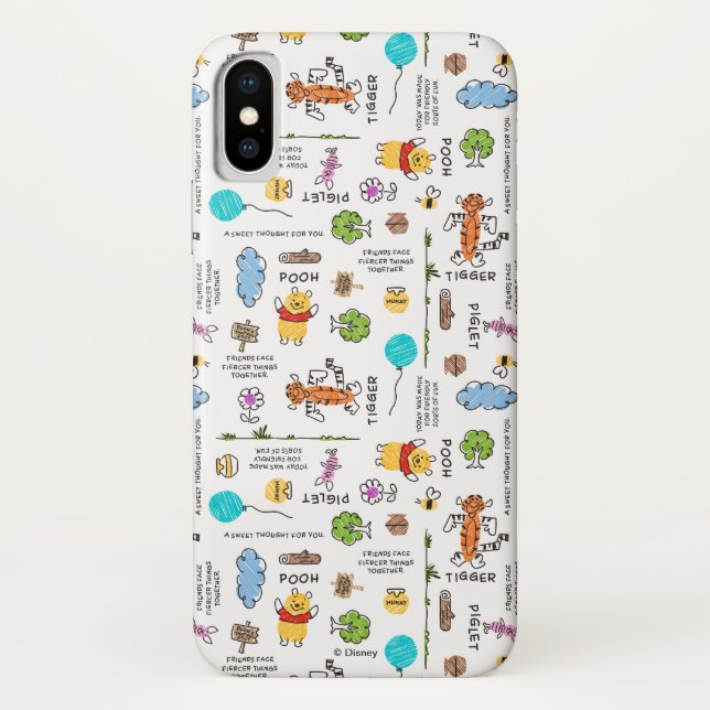 Coques Case-Mate iPhone Winnie l'Ourson| Motif de croquis de Doodle Friend (Dos)