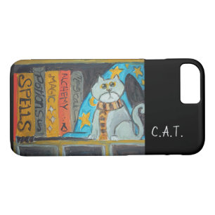 Coque iPhone 8/7 Wizard Folk Art Chat Magical Fun Spell Peinture