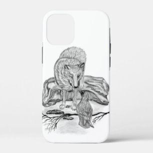 Coques Pour iPhone Wolf and Raven black and white design
