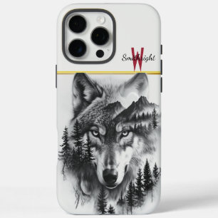 Coques iPhone 16 Pro Max Wolf au milieu des montagnes et de la forêt