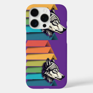 Coques iPhone 16 Pro Wolf Breaking Through Color Stripes – Bold Graphic