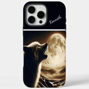 Coques iPhone 16 Pro Max Wolf Howling à la Pleine lune
