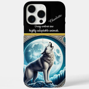 Coques iPhone 16 Pro Max Wolf Howling à la Pleine lune à la nuit