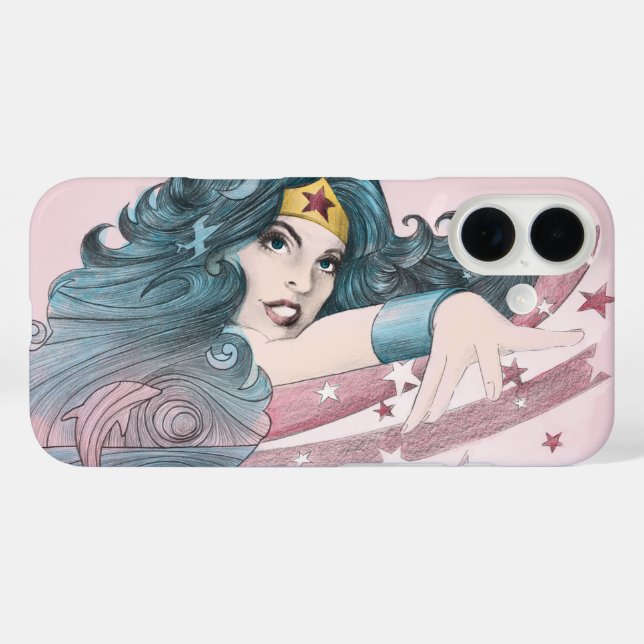 Coques Case-Mate iPhone Wonder Woman Dolphin and Stripes (Verso (horizontal))