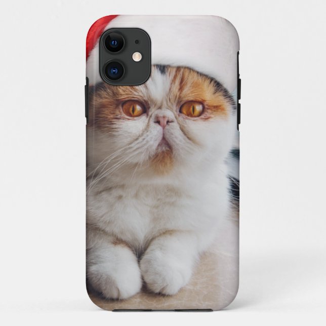 Coques Case-Mate iPhone Wonderful persian cat with Santa Claus (Dos)