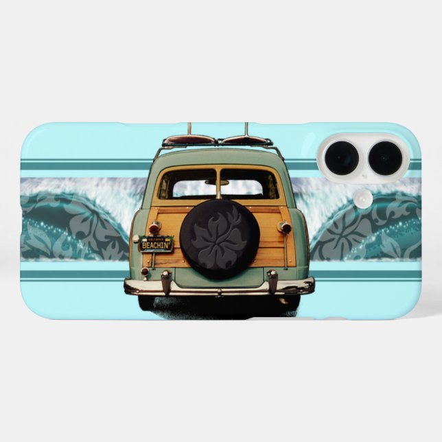 Coques Case-Mate iPhone Woody Wave Hawaiian Surf Illustration Coque-Mate i (Verso (horizontal))