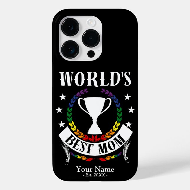 Coques Case-Mate iPhone World Best Maman Fête des mères Arc-en-ciel Couleu (Verso)