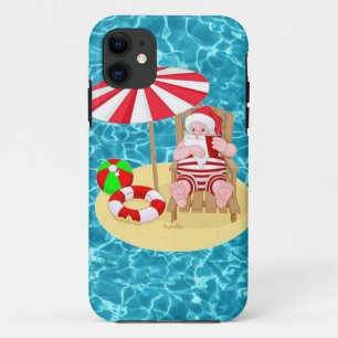 Coque iPhone 11 xmas beach santa claus