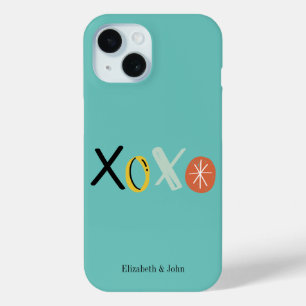 Coque Pour iPhone 15 "XOXO" Cœurs Saint-Valentin  Vert Menthe
