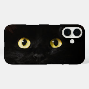 Coque Pour iPhone 16 Yellow Cat Eyes, Chat noir