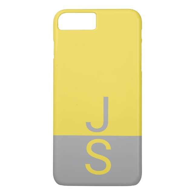 Coques Case-Mate iPhone Yellow & Grey Modern Initials monogram (Dos)
